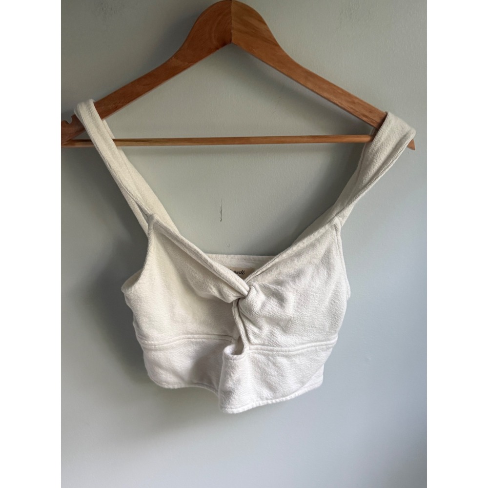 Madewell Womens Cream Twist Front Keyhole Crop Top Textured Knit Tank Size M